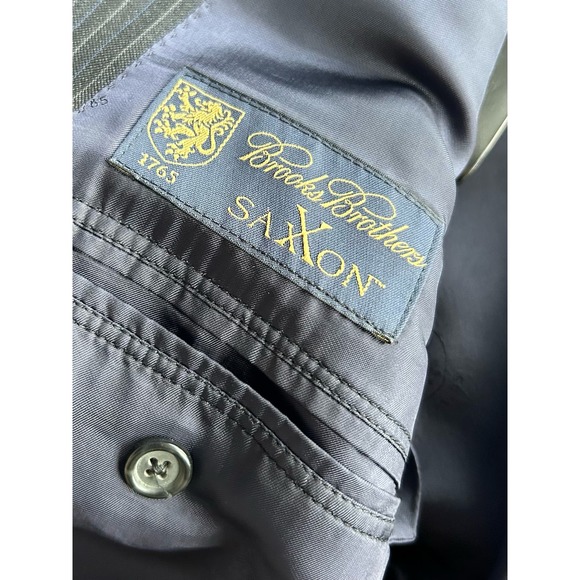 Brooks Brothers Men's Stripe Suit Jacket Wool Long Sleeve Navy Size 48R/W43 - Picture 8 of 16